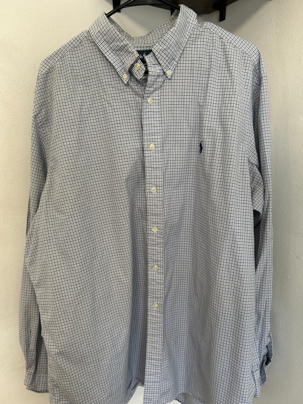 Ralph Lauren Men's Light Blue Micro-Check Button-Down Shirt